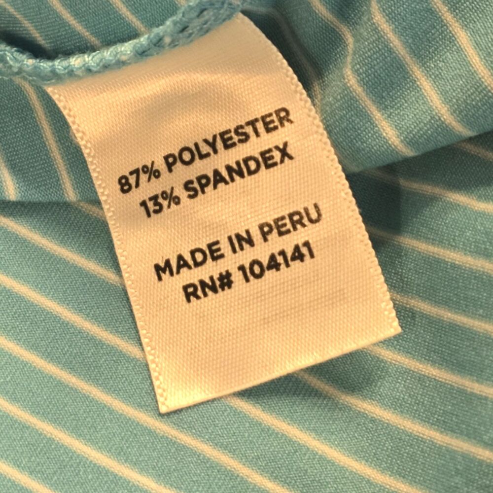 Walter Hagen Golf Polo Shirt Men’s L Turquoise White Stripe -‎ Wicking & Stretch - Picture 8 of 10